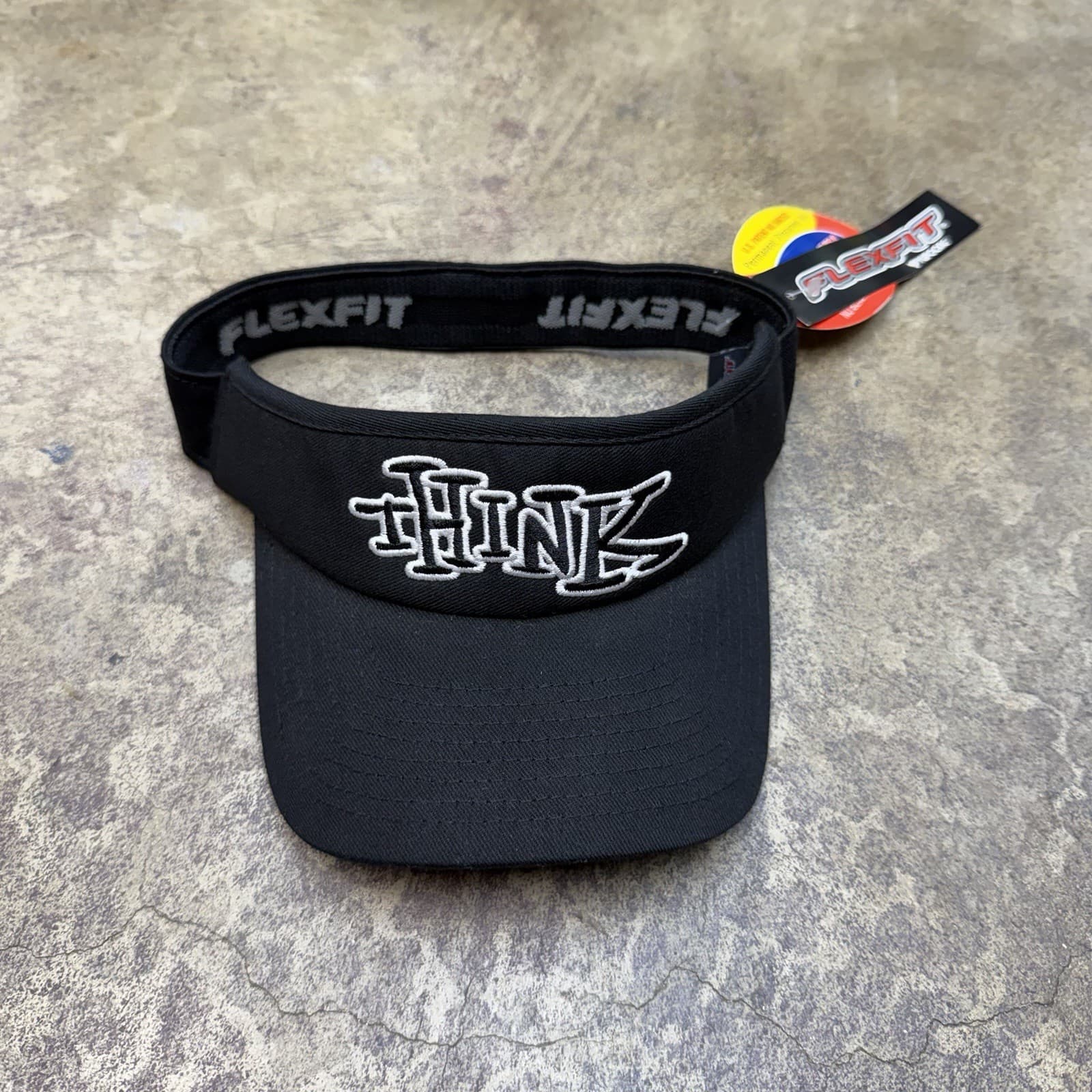 Vintage Think Skateboards Flexfit Visor 2000s Skate Y2K Lightbulb