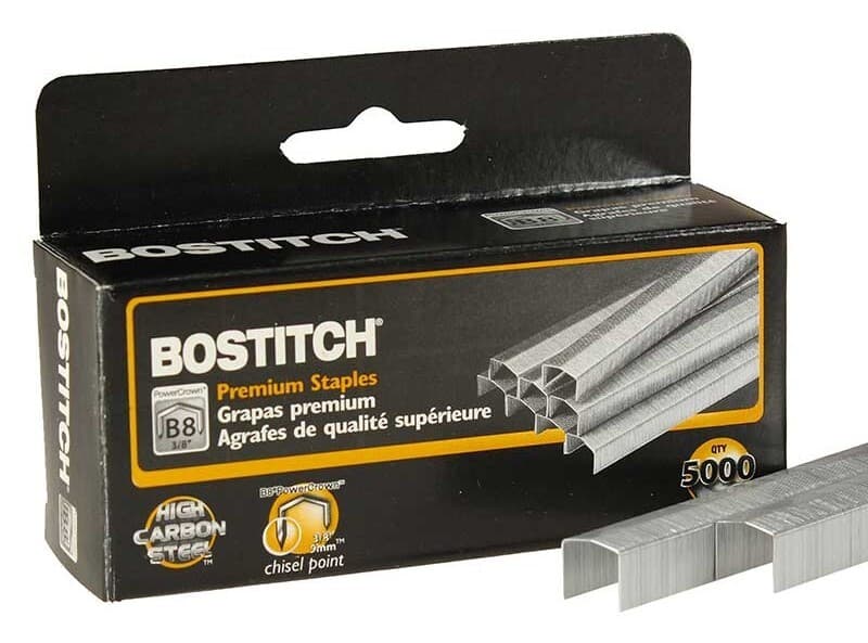 Bostitch Premium B8 Power Crown Staples, 3/8" Leg, For use Bostitch B8 stapler
