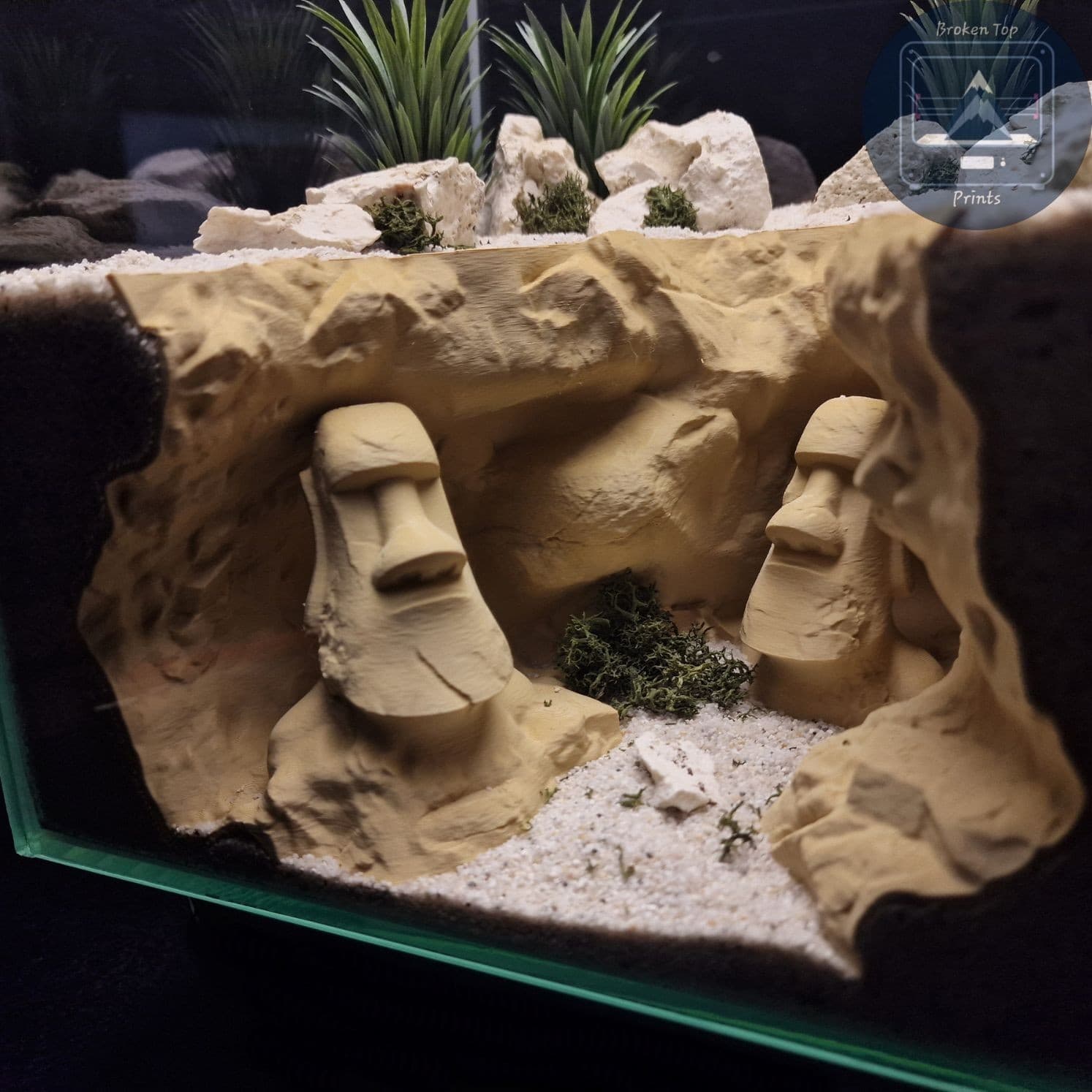 Moai Cave Aquarium Terrarium Decor: Easter Island Statue Tank Hideout 5