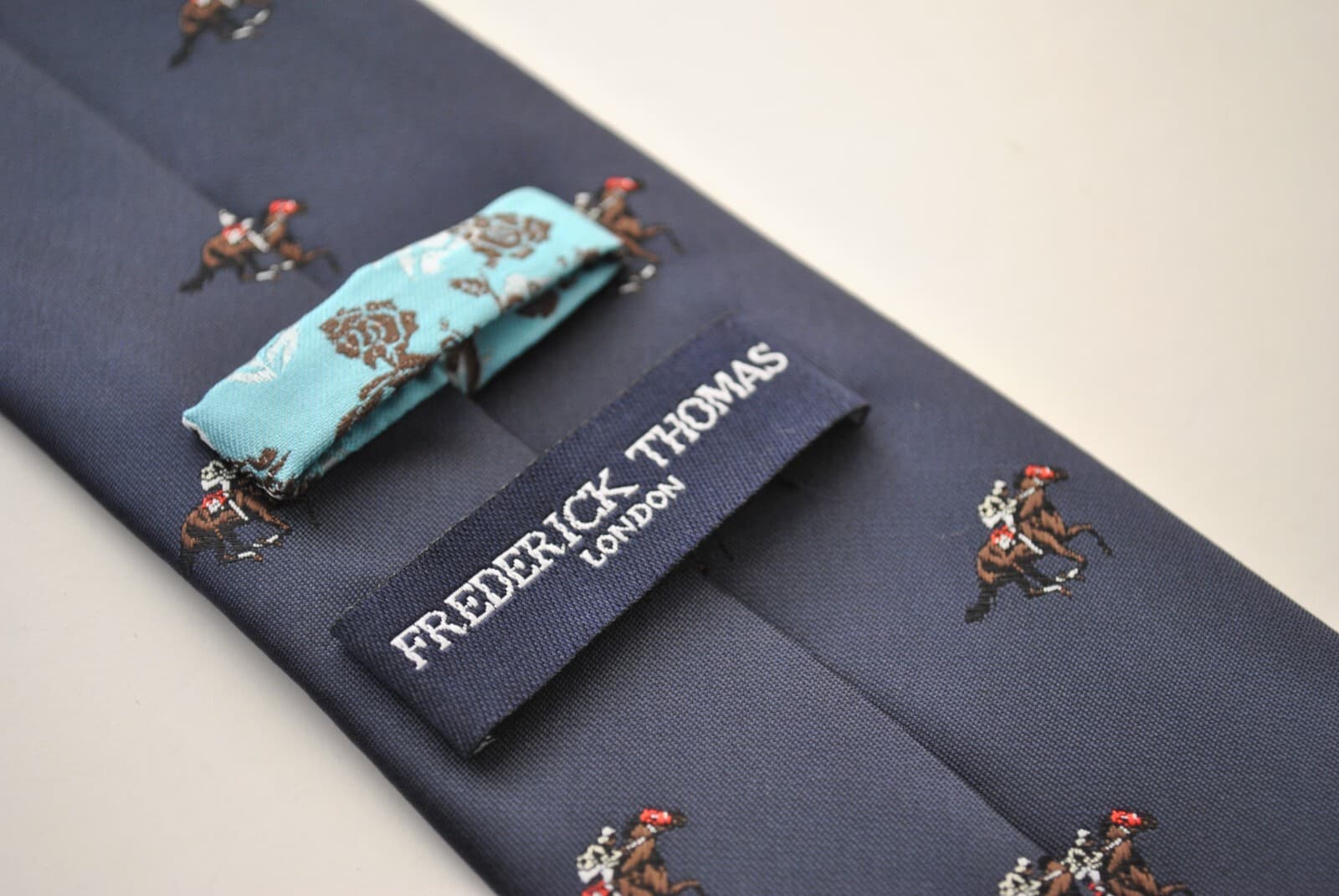 Frederick Thomas navy tie with horse jockey design racing Jockey Ascot Races 3