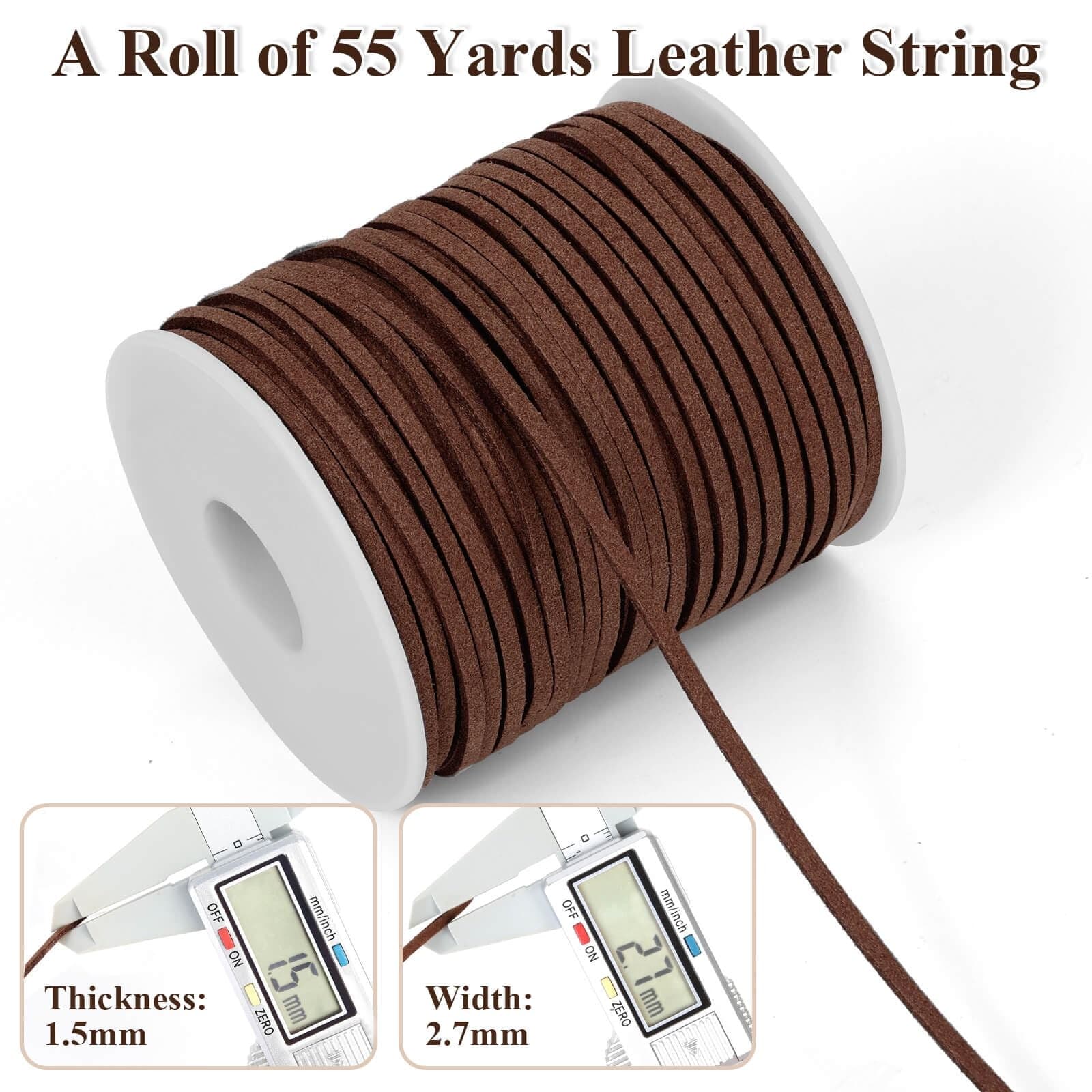 Flat Leather String Cord, Suede Ribbon for Jewelry Making, Leather Twine for 4