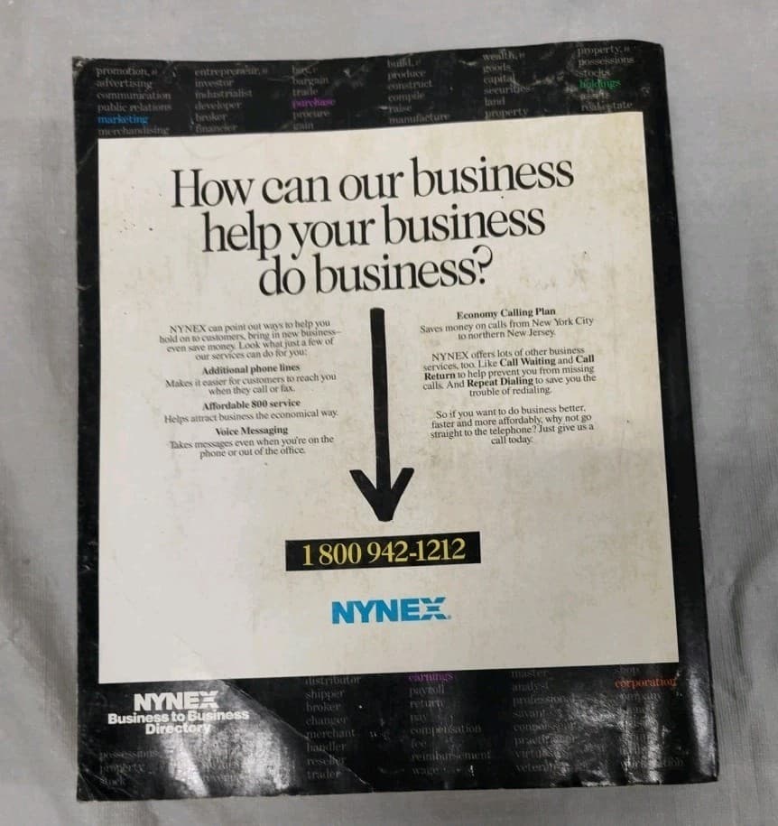 -WORN-1994 NY METRO TELEPHONE BUSINESS TO BUSINESS DIRECTORY PHONE BOOK NYNEX 6