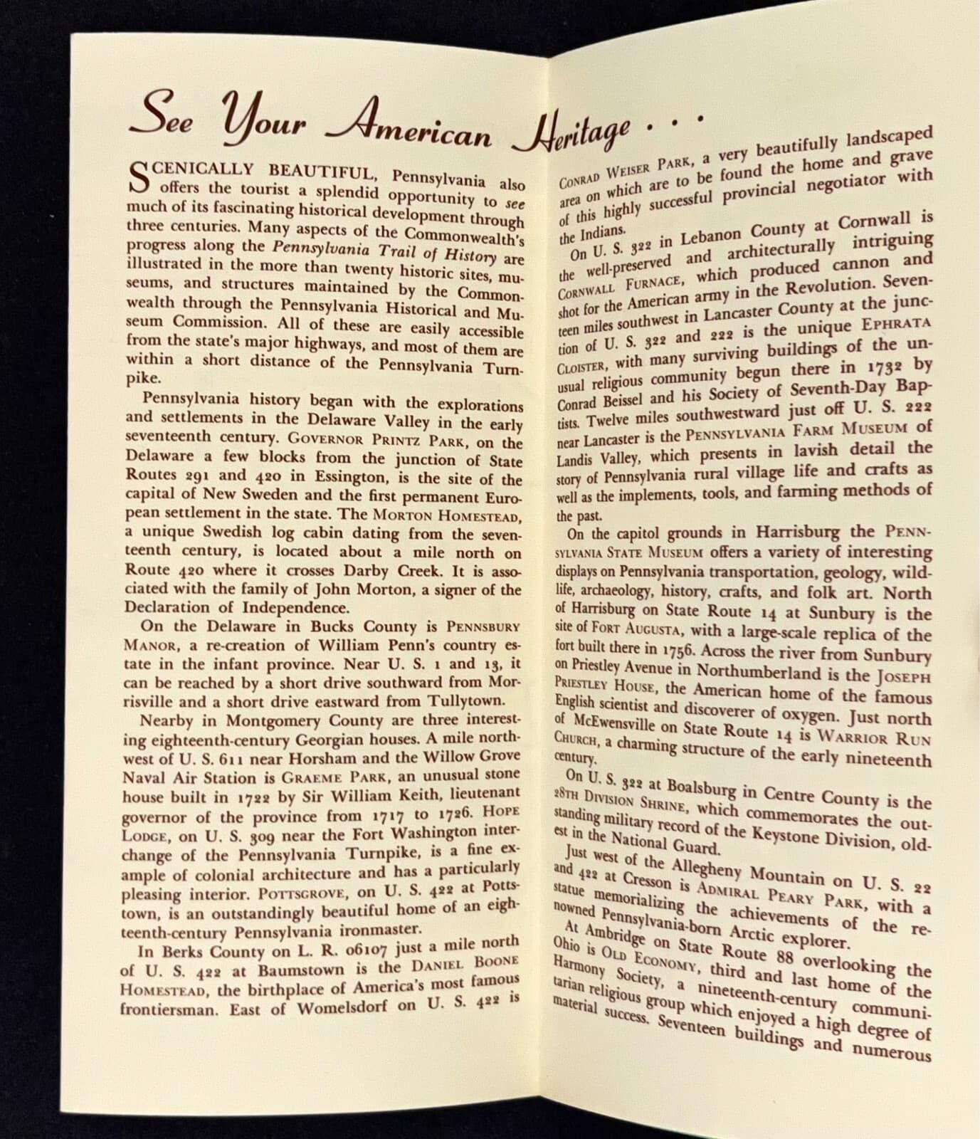 1960s Pennsylvania Trail Of History Heritage Guide Map Vintage Travel Brochure 3