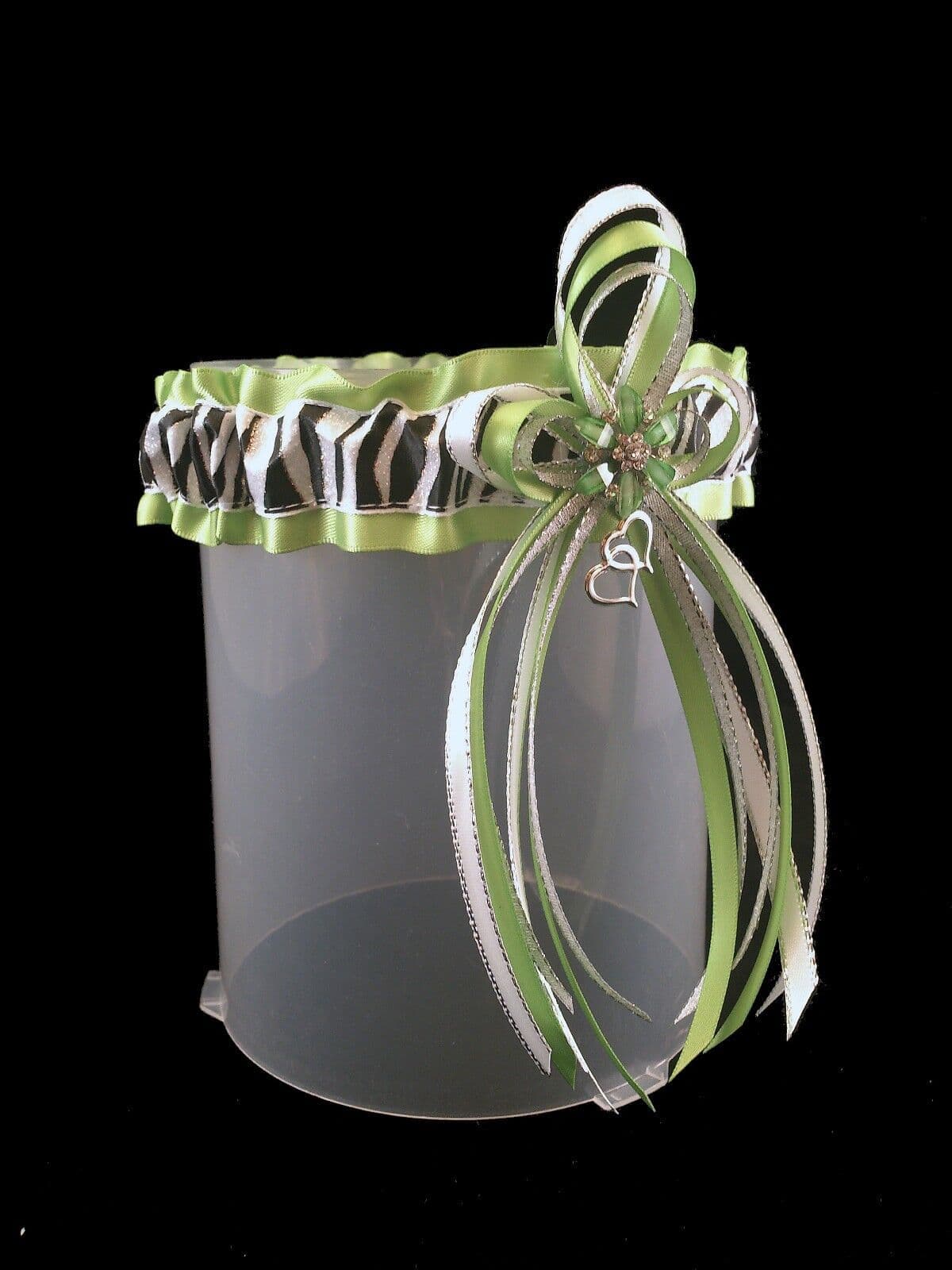 Bling! Apple Green ZEBRA Glitter GARTER Prom Wedding Formal Bridal Exotic Dancer 6