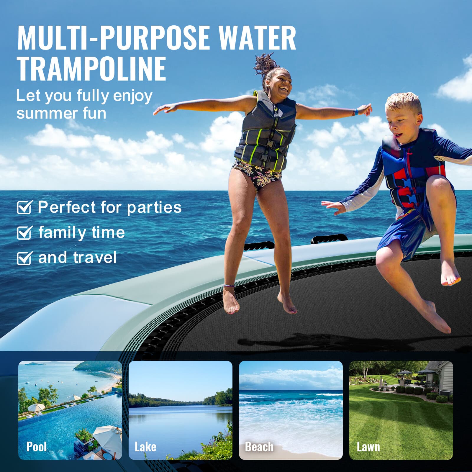 15ft Inflatable Water Trampoline Swim Platform Bounce for Pool Lake Toy 6