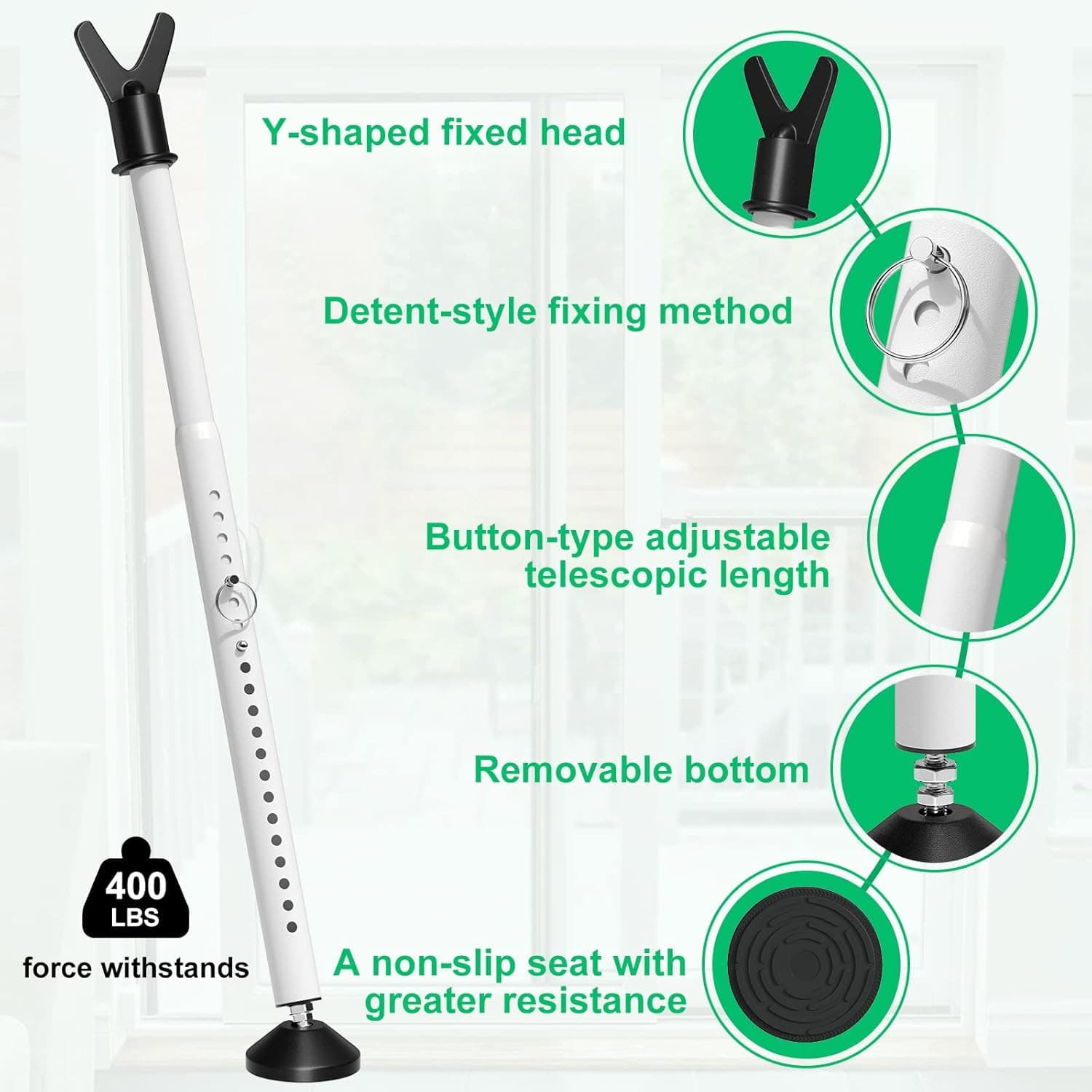 Metal Door Brace Big Jammer Home Security Lock Bar Apartment Safety (2 Pack) 4