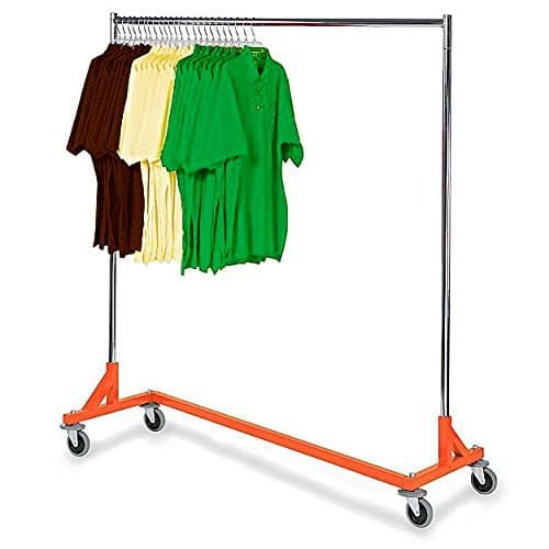 Heavy Duty Commercial Grade Single Bar Z Rack Clothing Garment Clothes Rolling 4