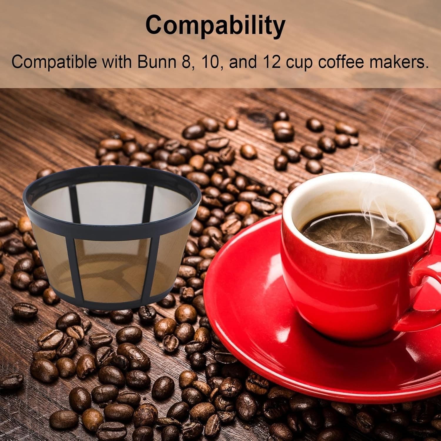 2 Pack Reusable Coffee Filter Replacement for BUNN 8 10 12 Cup Coffee Maker and  3