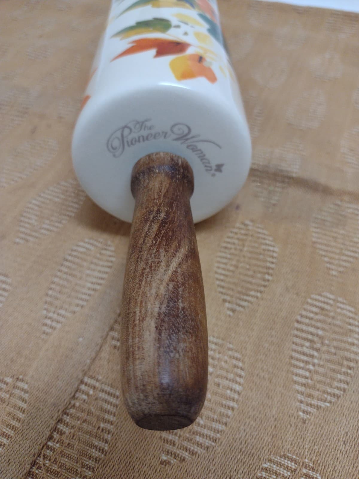 PioneerWoman Timeless Floral Ceramic 18"Rolling Pin Wood Handles Retired 2915DMT 3