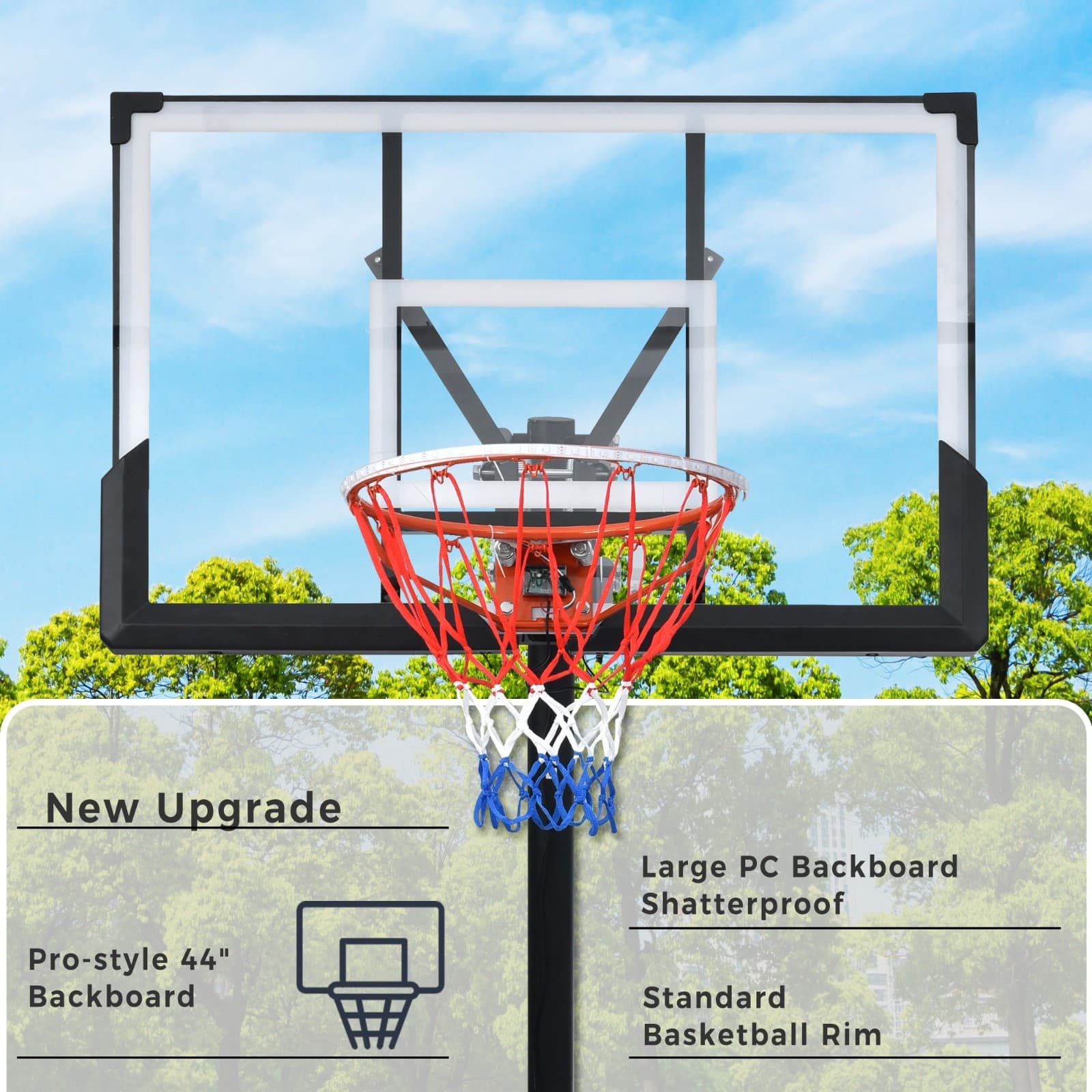 8-10FT Portable Basketball Hoop Goals System Height Adjustable for Youth/Adults 4