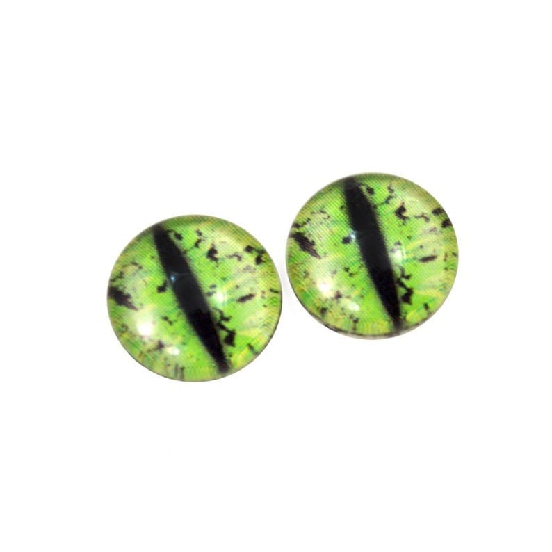 Pair Green Grunge Dragon Glass Eyes Jewelry Taxidermy Flatback Cabochons 3