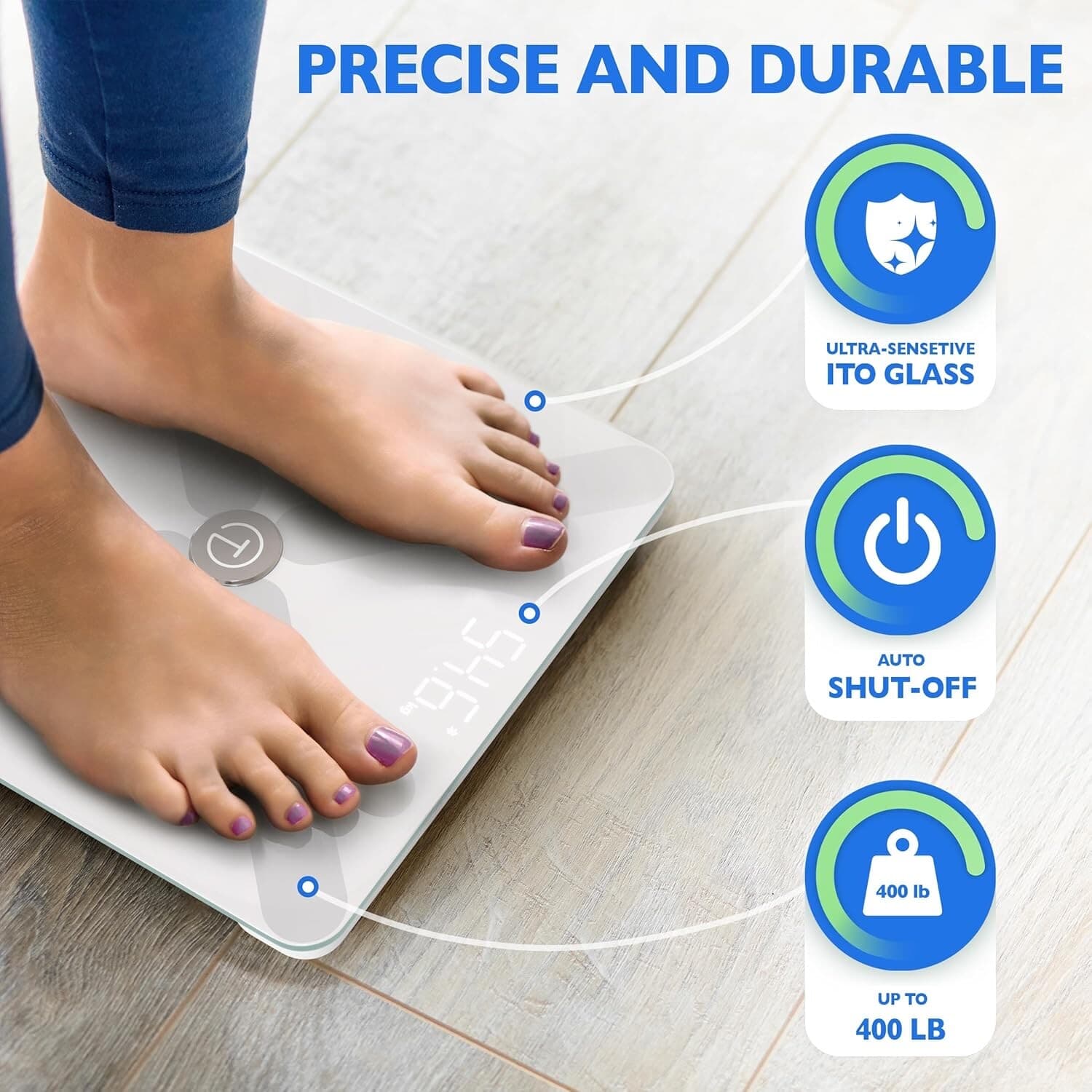 T Electronics Smart Scale for Body Weight with APP - Weight Loss Control - WHITE 5