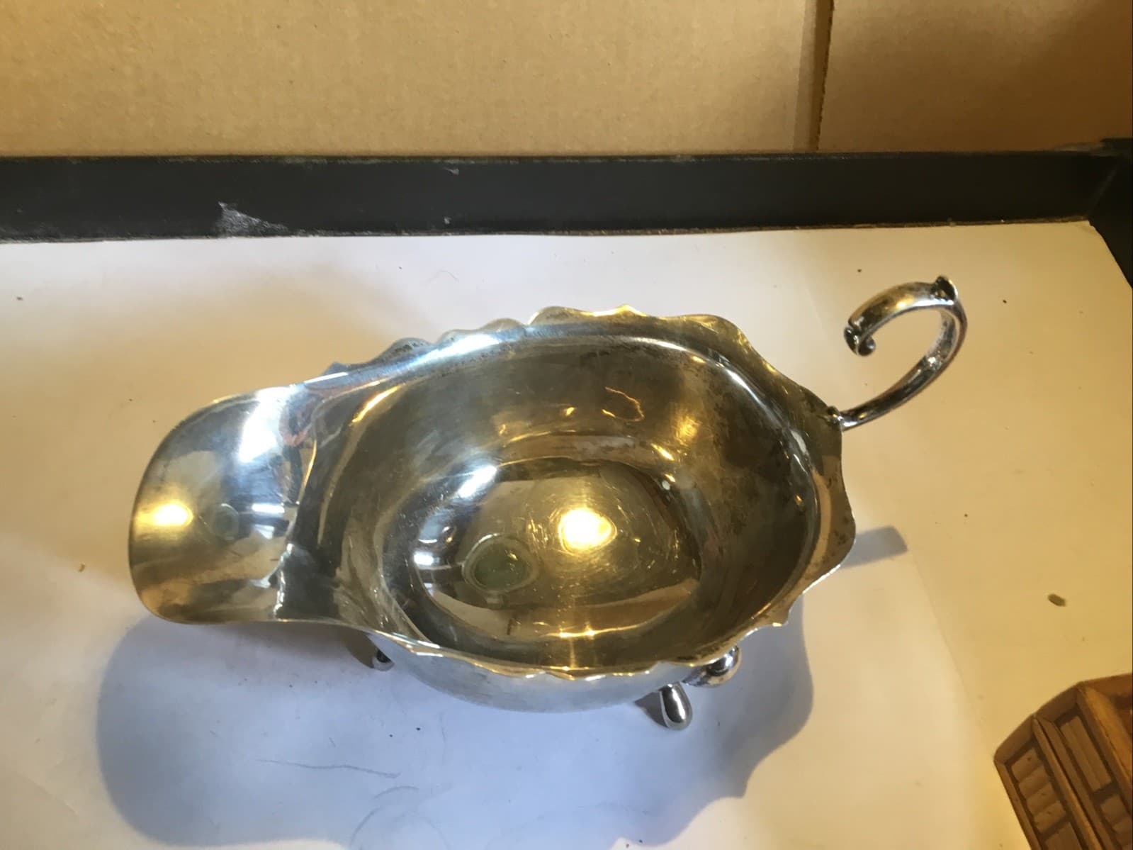Sterling Silver Sauce Or Gravy Boat Birmingham Possibly 1860 W.B & S Ltd 6" Long 4