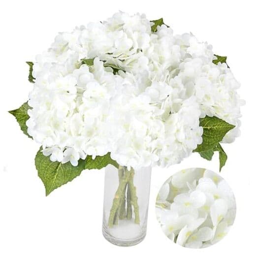 Hydrangea Artificial Flowers, Hydrangeas, ‘21-inch’ Large Artificial White