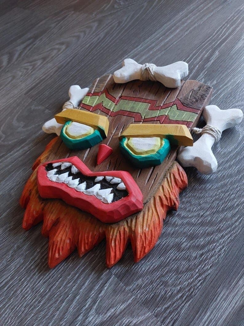Wooden  Aku Aku & Uka Uka Masks from Crash Bandicoot, MADE TO ORDER 4