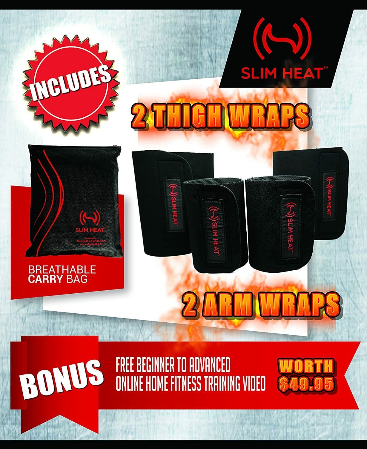 Slim Heat Arm Thigh Trimmers for Women & Men 4-Pc Wrap Set for Toned Arms & Legs 2