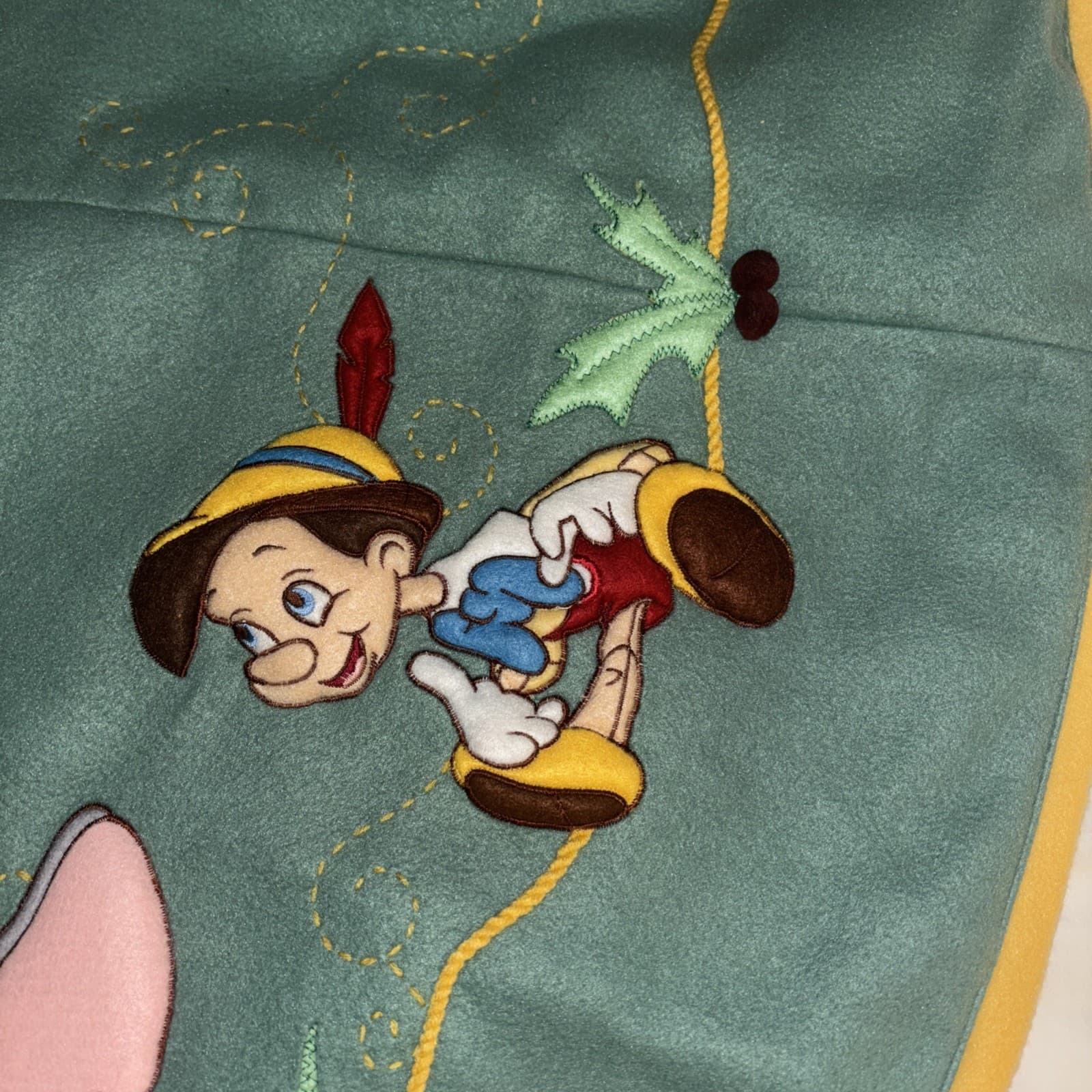 Disney Christmas Tree Skirt Embroidered Mickey Dumbo Bambi Cheshire Cat Green 6