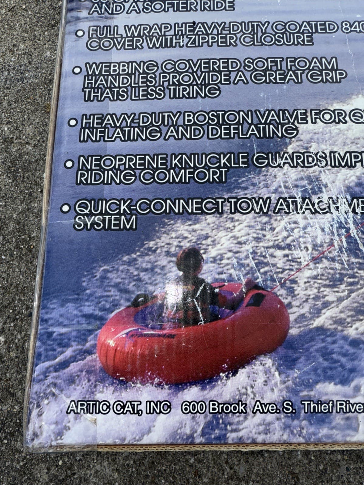 Arctic Cat Vintage Inflatable Towable Tube Boating 60” Hydro Shark Rare 90’s New 2