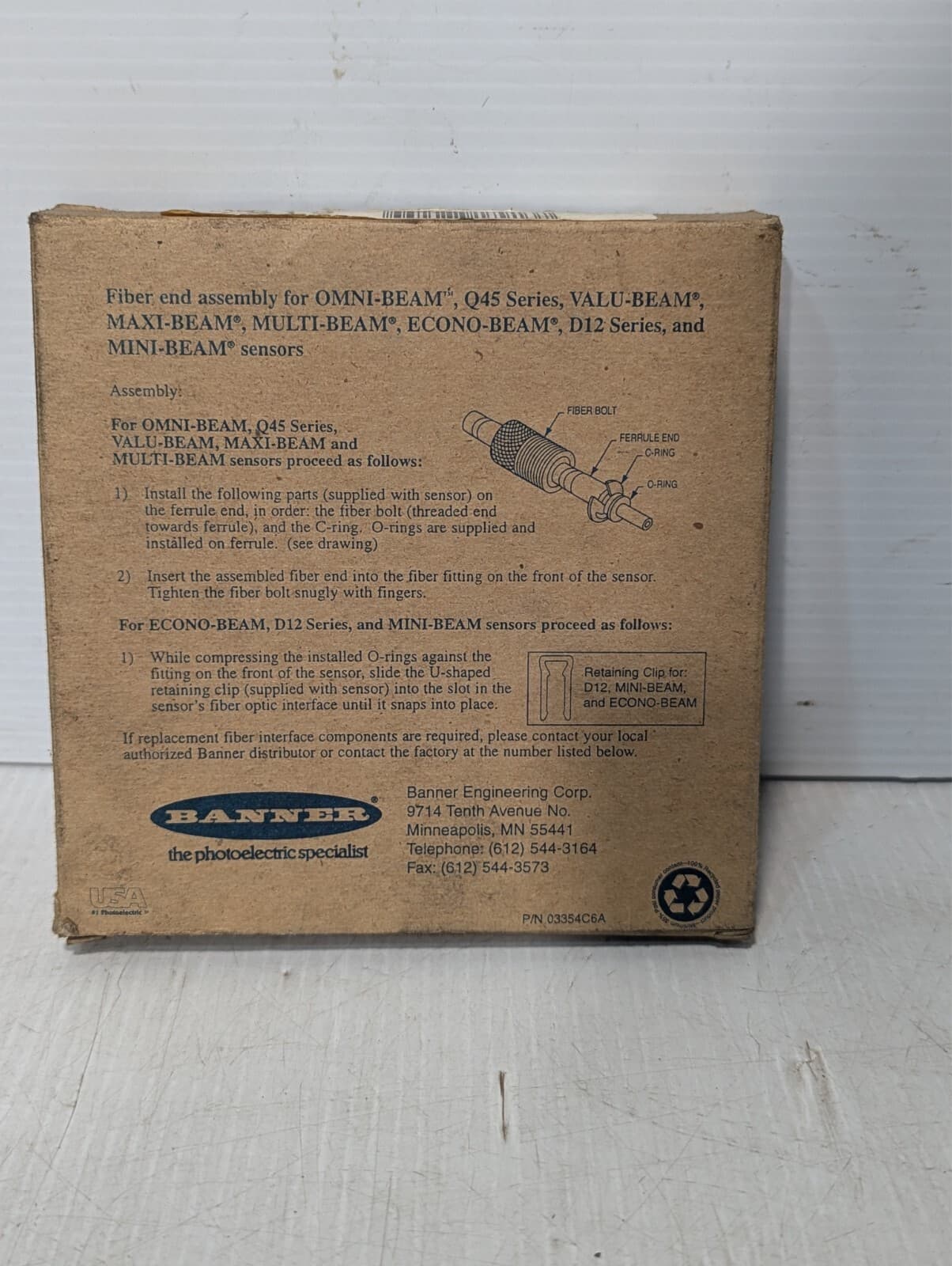 Banner IAT13S Right Angle Fiber Optic Cable, Diffuse Probe FNIP