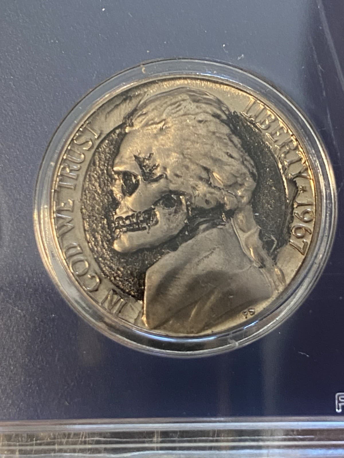 SKULL 1967 SPECIAL SET ! Hand  Engraved Hobo Coins 1967 - 5 Coin Set !! 5