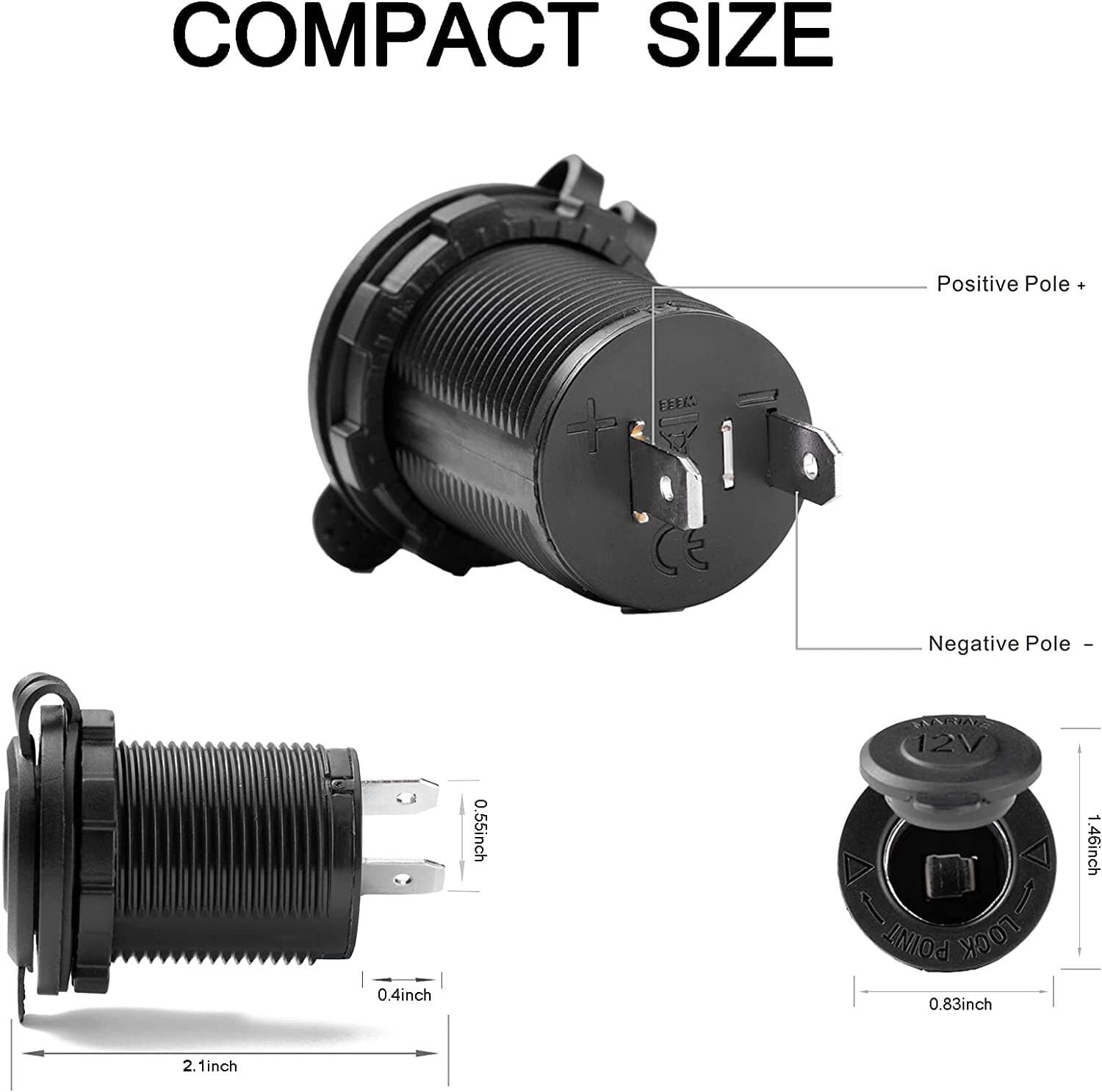 12V Car Cigarette Lighter Socket Outlet Charger Power Adapter Plug Waterproof SM 5