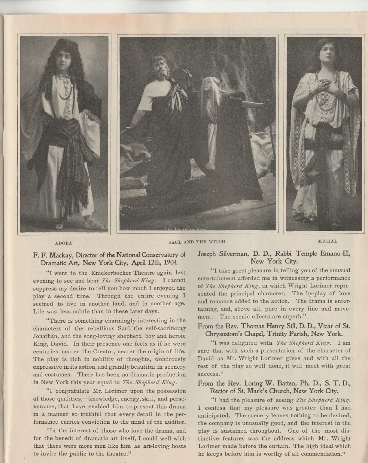 Shepherd King Theatre Program New York Theatre Early 1900's 2