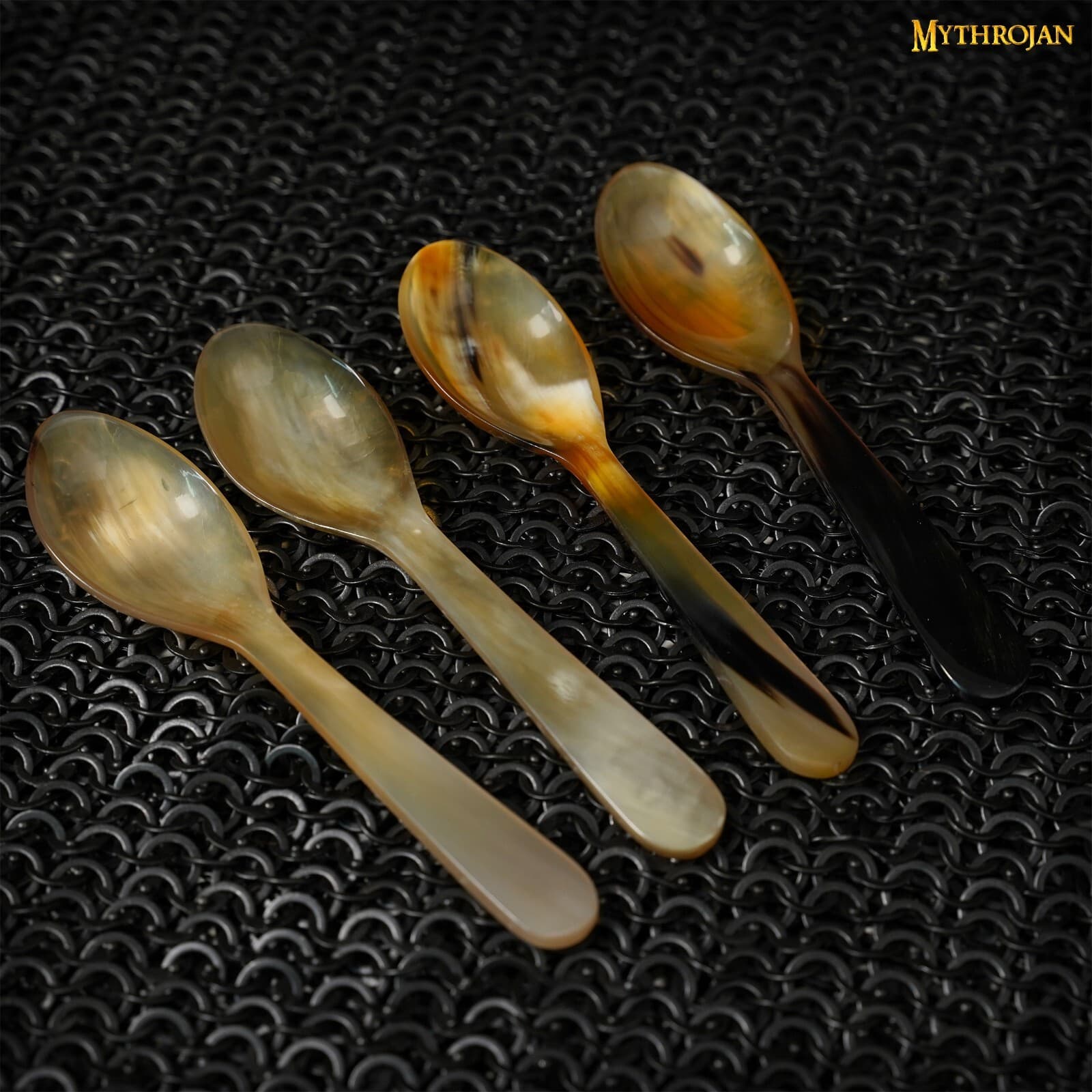 Medieval Genuine Horn Spoon Handcrafted For Viking Events Cosplay 4 Pcs 6.5 Inch 6