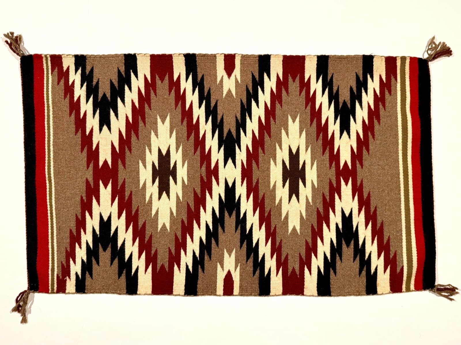 BEAUTIFUL NAVAJO GANADO RUG / TAPESTRY,SALTILLO SERRATED DIAMONDS,HANDSPUN,MINT! 2