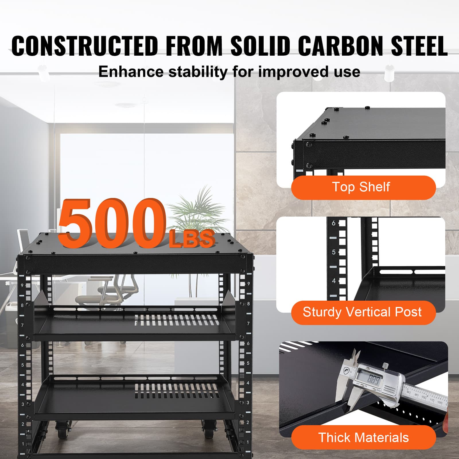 9U 4 Post Open Frame Server Rack Network Enclosure 23''-40'' Adjustable 4