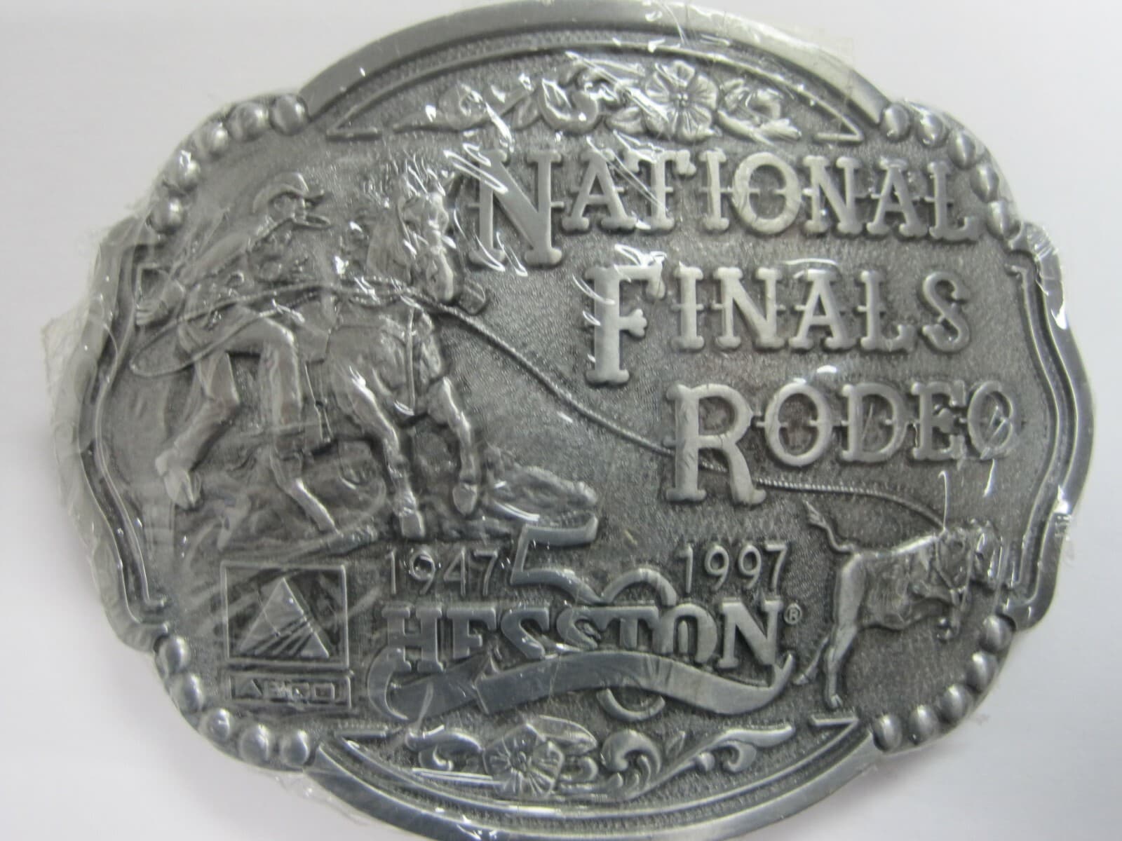 National Finals Rodeo Hesston 1997 NFR Adult Cowboy Buckle, Vintage, Orig. Pkg.