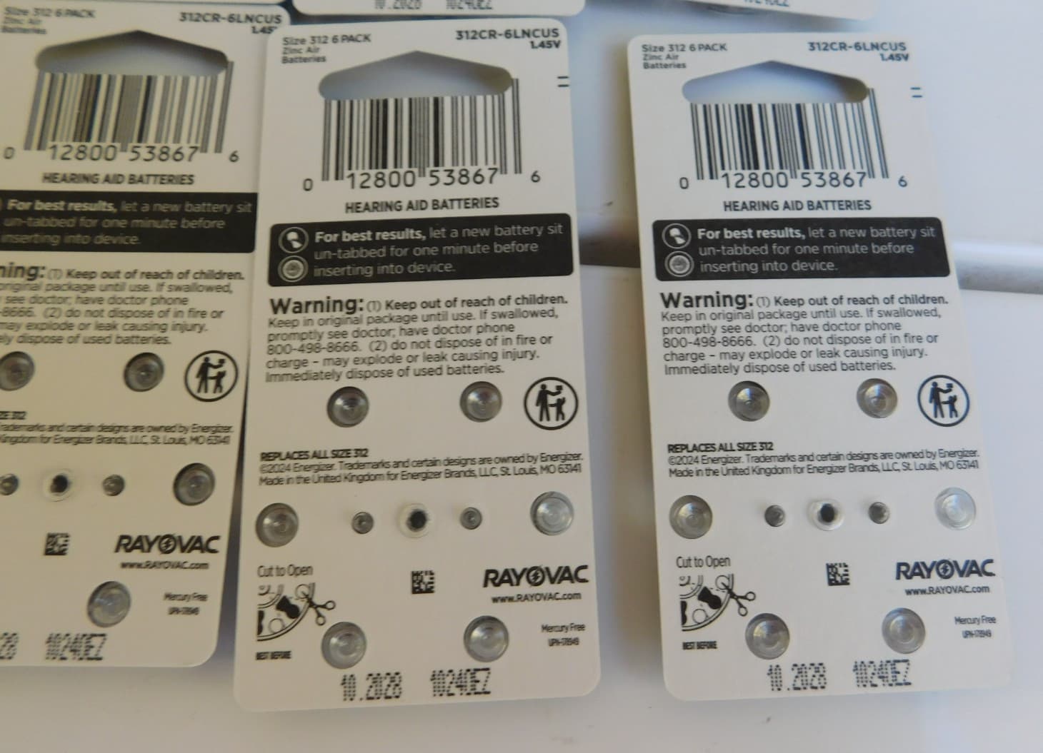 72 Rayovac 312 Hearing Aid Batteries Loud n Clear (12qty 6-pks) NEW Exp 10/2028 5
