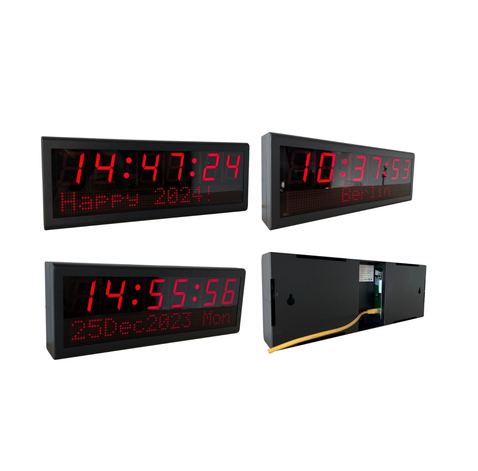 LED NTP PoE Clock for Home Decoration, Network Synchronized, Automatic DST Reset