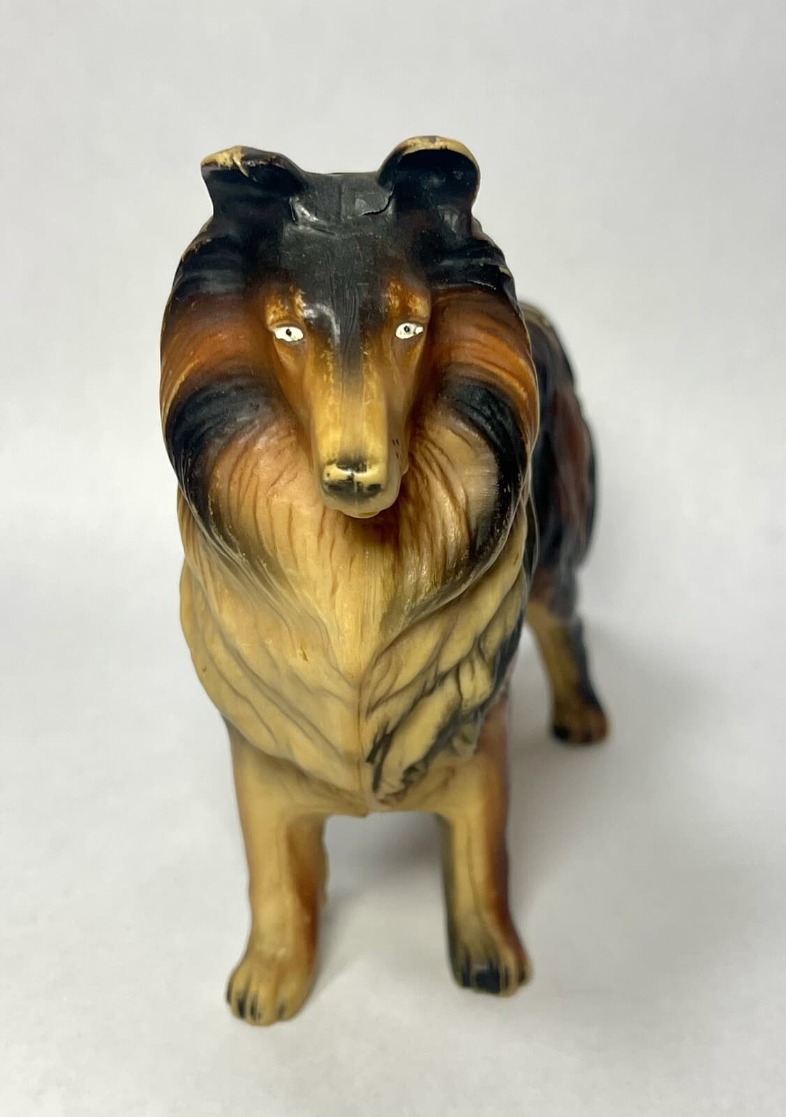 Vintage Collie Celluloid / Plastic “Lassie” Dog Figure No. 101 Hong Kong 1970’s 2