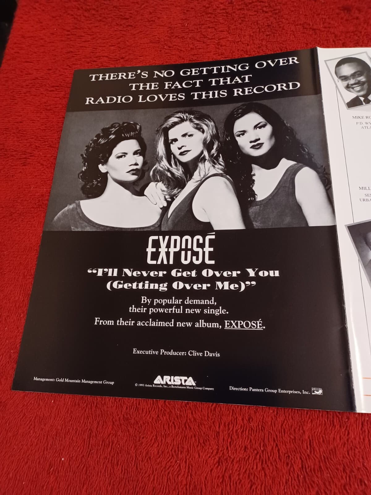 EXPOSE - 1993 US Two(2) Full-Page Ads 'I'll Never Get Over You' Single HITS Mag. 4