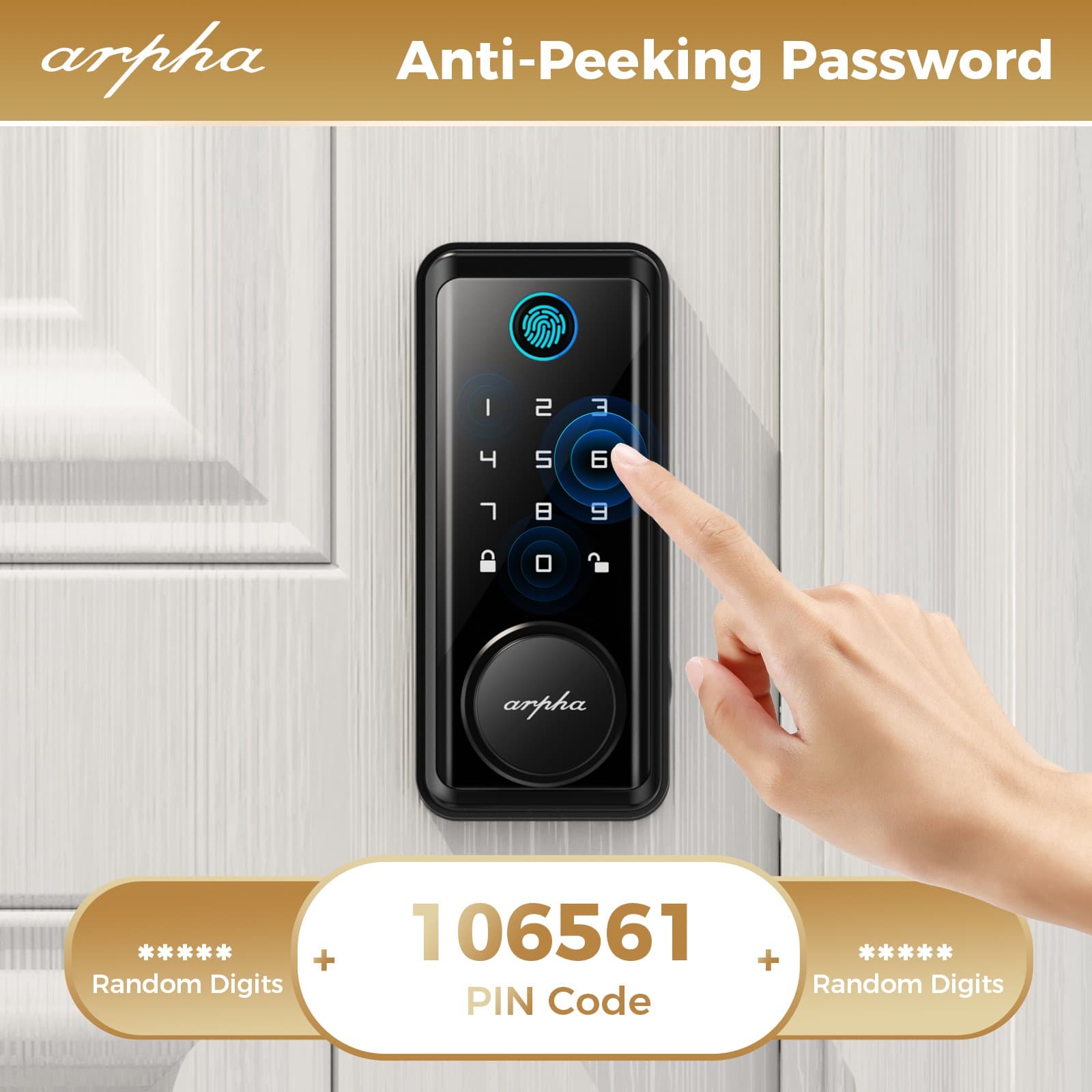 ARPHA Keyless Entry Smart Door Lock Fingerprint Electronic Keypad App Control 6
