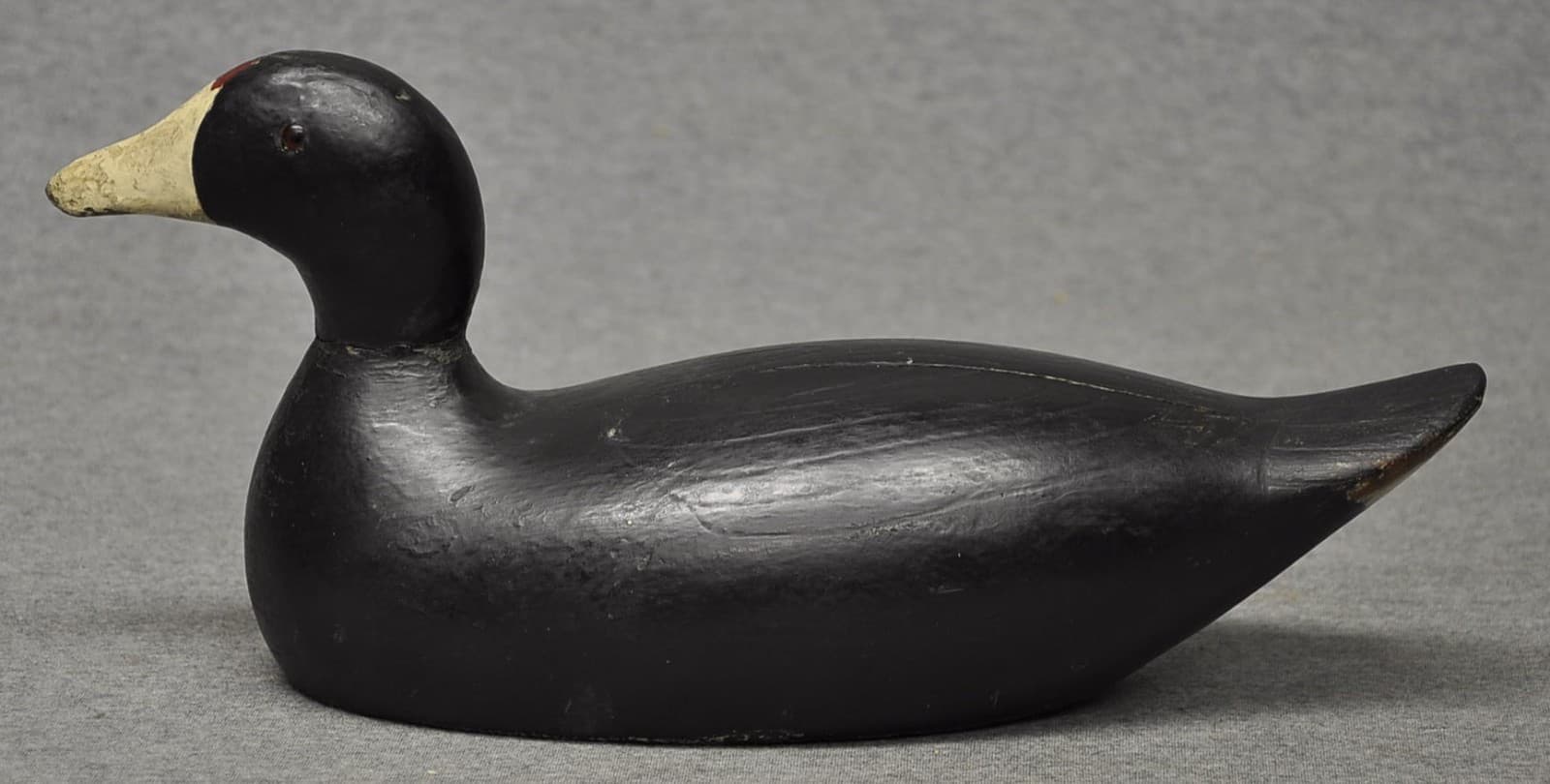 EVANS COOT DECOY DUCK DECOY NICE LINES HUNTER'S PAINT GLASS EYES CHIP IN TAIL 6
