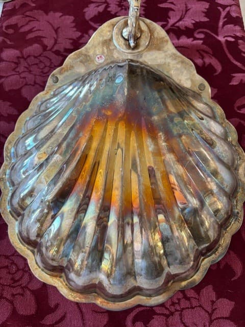 Vintage FB Rogers Silver Co. Chip & Dip Seashell Serving Bowl Candle Holder 4