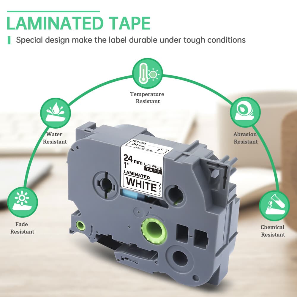 10PK For Brother P-Touch TZ-251 TZe-251 1" Label Tape Black on White for PT-2730 5