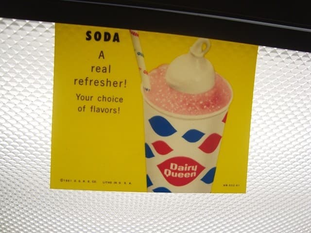 Circa 1961 Dairy Queen, DQ Lighted Sign Insert, SODA, Yellow Version 2