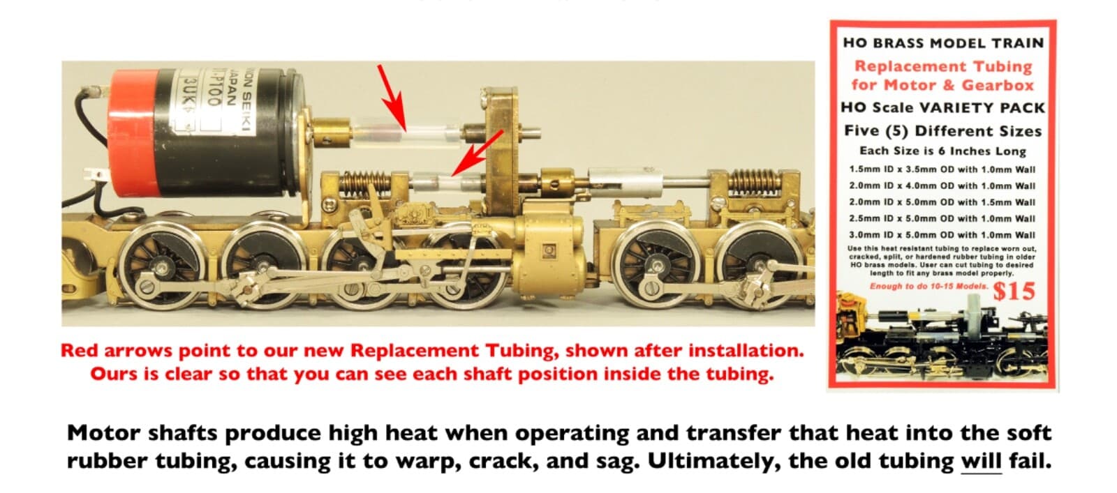HO Scale Brass Locomotive Replacement Tubing for Motor and Gearbox Shafts NEW! 2