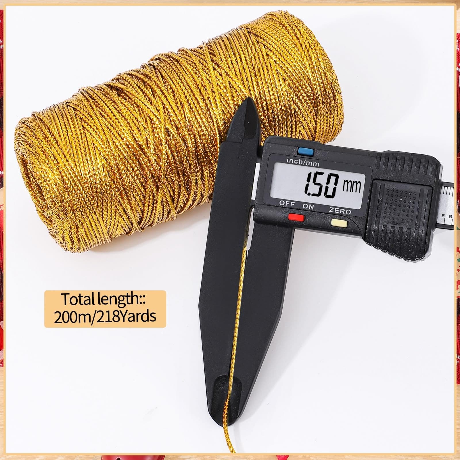 656 Feet/218 Yards Metallic Cord Gold Twine, 1.5 mm Gold Thread String for Br... 3