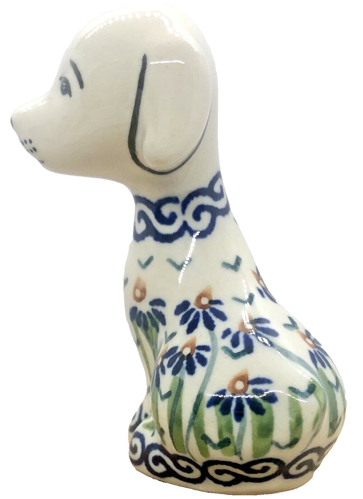 Polish Pottery Puppy Figurine Statue 3.5” H 2" W 2” L  RC15 Addie Jo 5