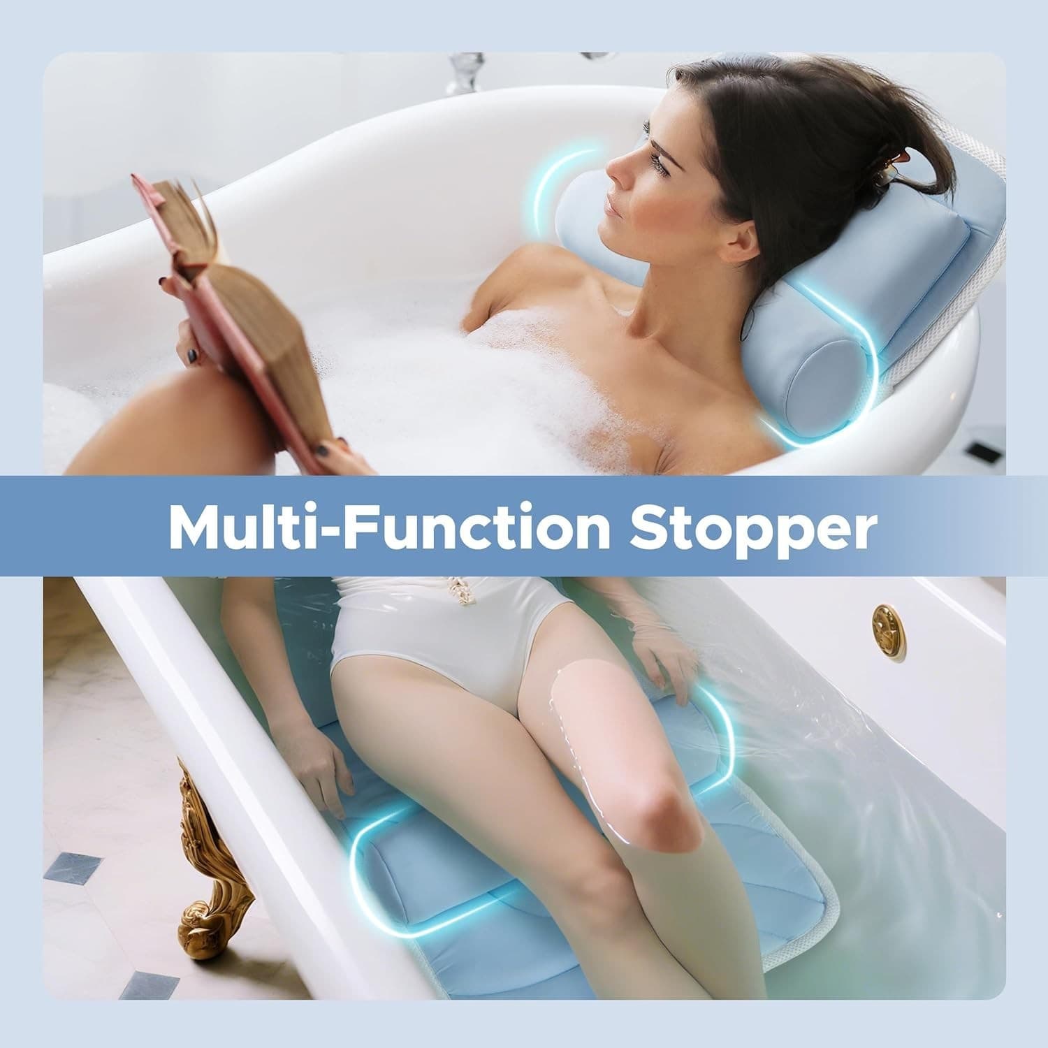 Full Body Bath Pillow for Bathtub, Luxury Thick Tub Pillow for Head Neck Back S 3