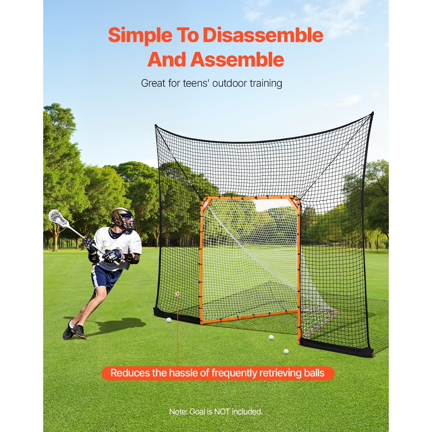 Uimoso 12x9 ft Hockey Lacrosse Backstop Net for Training and Extended Coverage 2