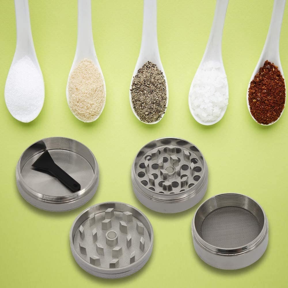 Tobacco Herb Grinder 2 inch 4 Layer Spice Herbal Metal Smoke Crusher Scraper 6