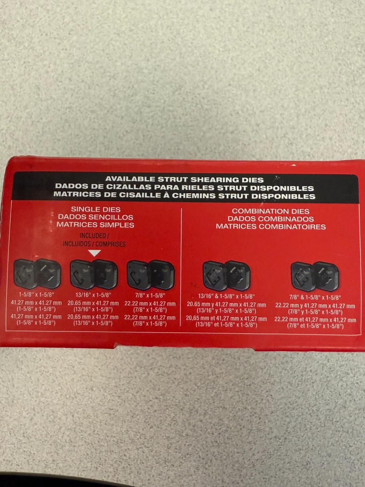 Milwaukee 13/16" x 1-5/8" Single Channel Strut Shearing Dies 2-Piece 49-16-1316 3