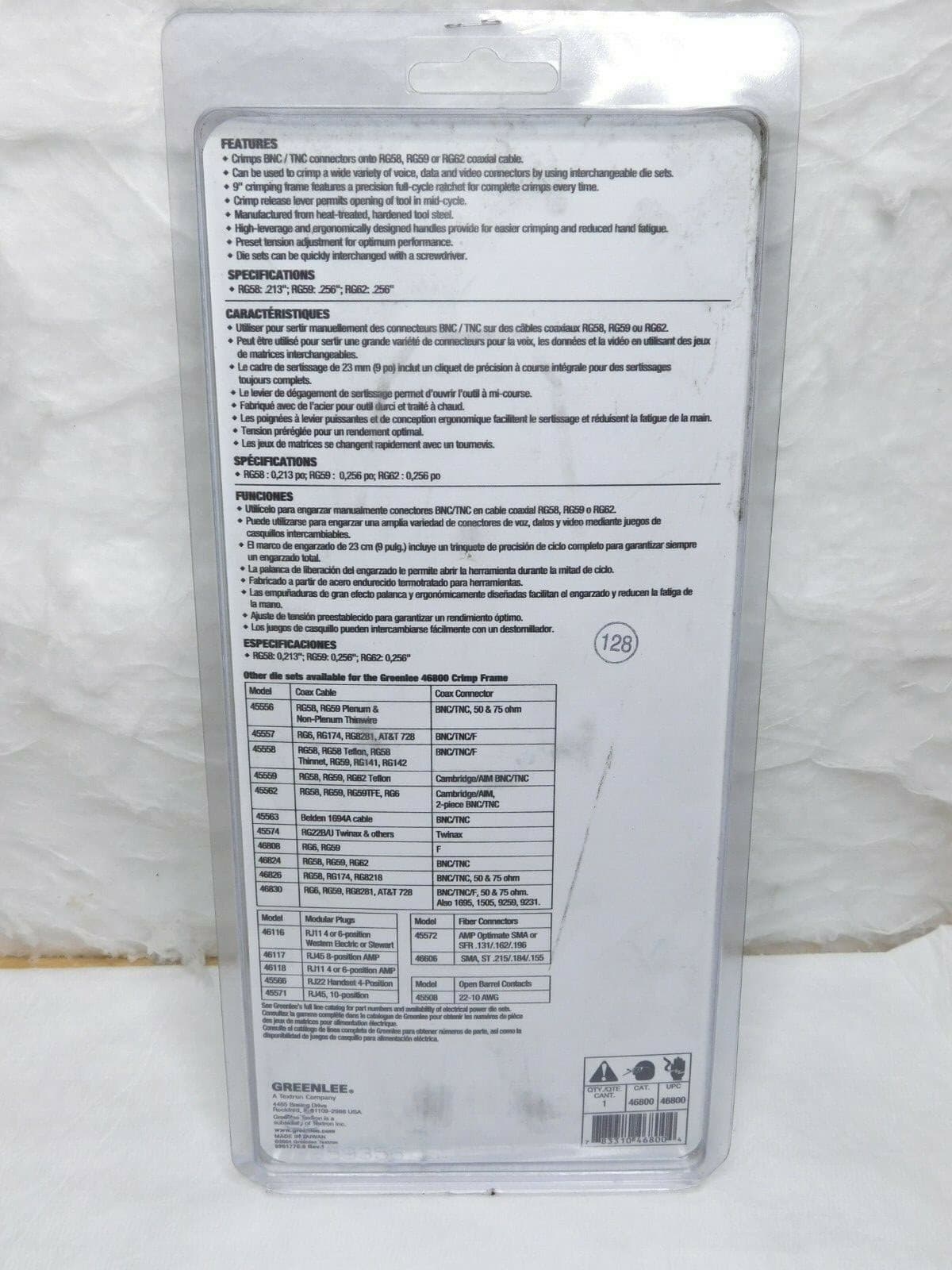 Greenlee Kwik Cycle Crimping Tool BNC/TNC 46800 4