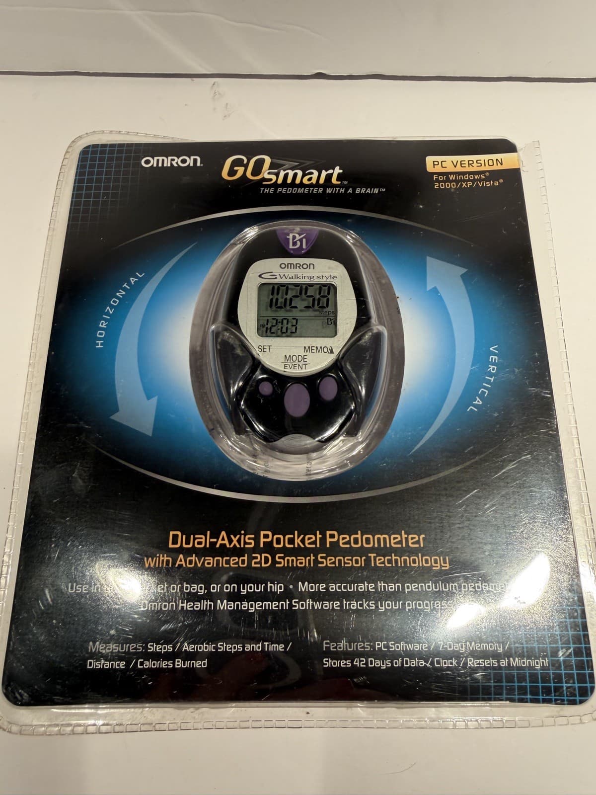 Omron GO smart Dual-Axis Pocket Pedometer w/ Advanced 2D Sensor Tech. PC Version