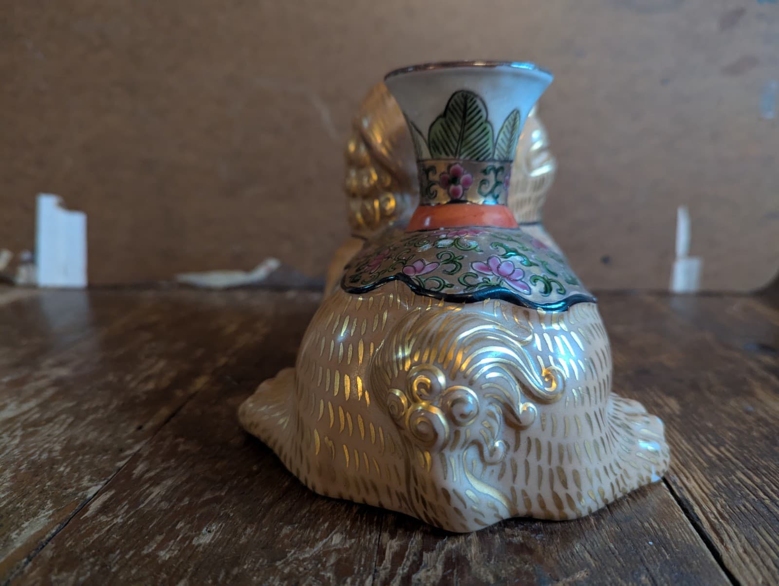 Vintage Foo Dog Inkwell Chinese Ceramic Porcelain  4