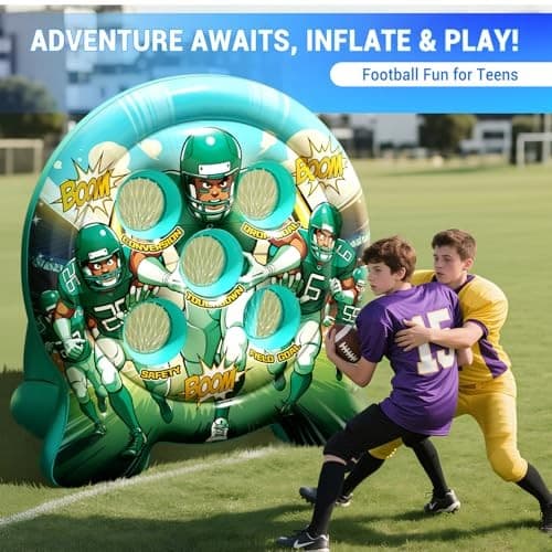 6Ft Inflatable Football Target toss Game - Football Carnival Games Party Green 4